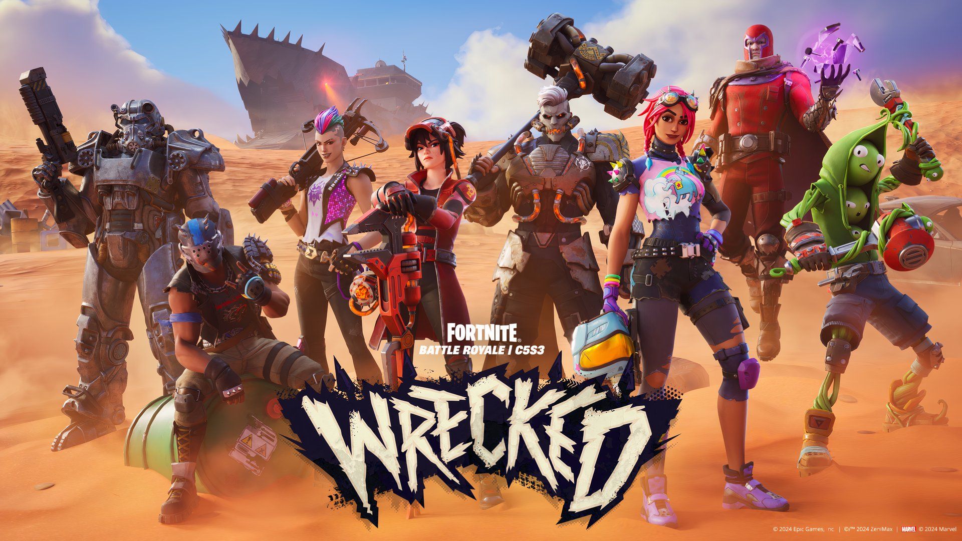 Les skins Wrecked Battle Pass de Fortnite.