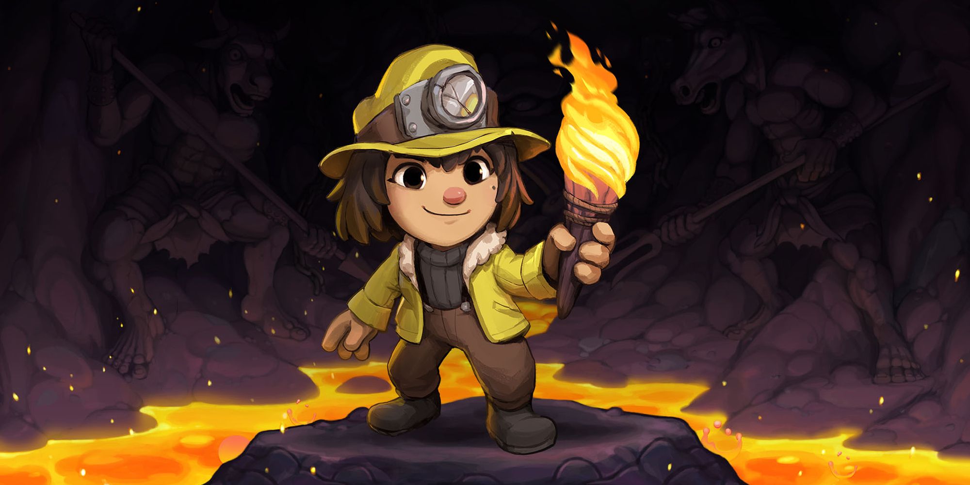 Ana Spelunky brandit une torche