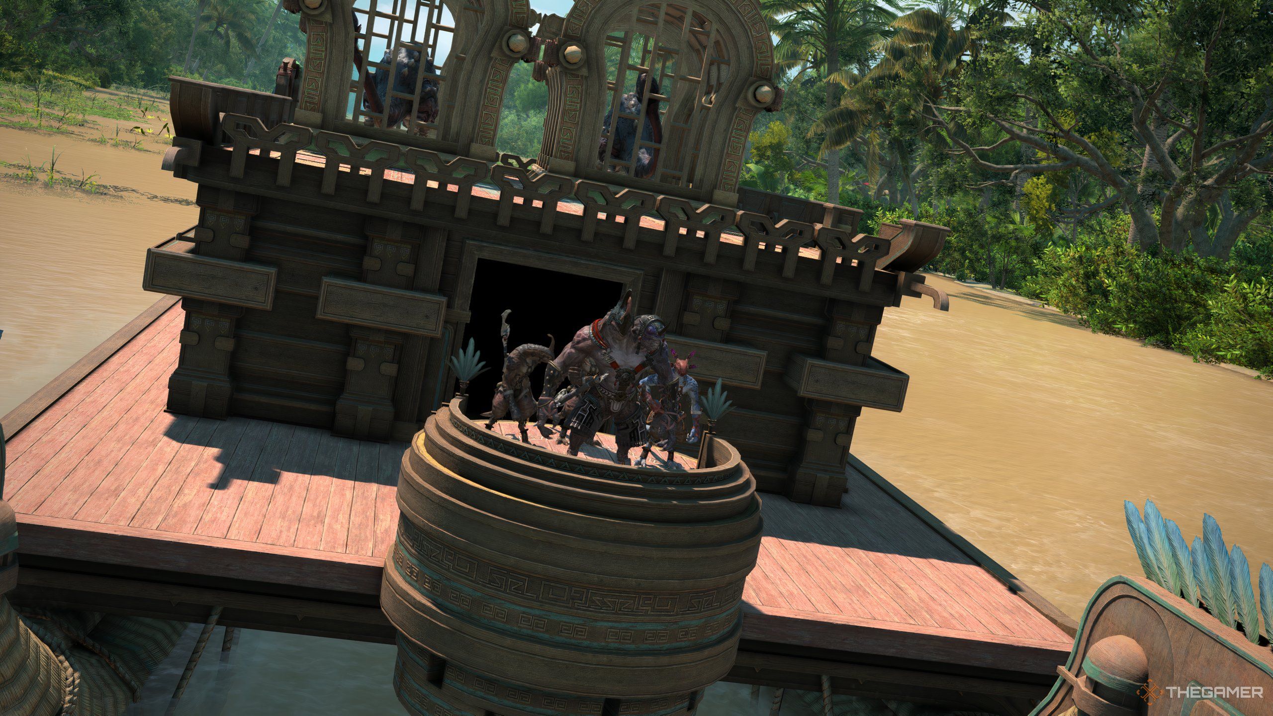 Mamool Ja sur un bateau dans Final Fantasy 14 Dawntrail.