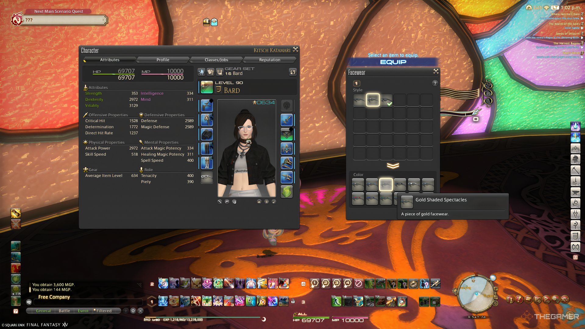 Un joueur dans le menu Facewear dans Final Fantasy 14.