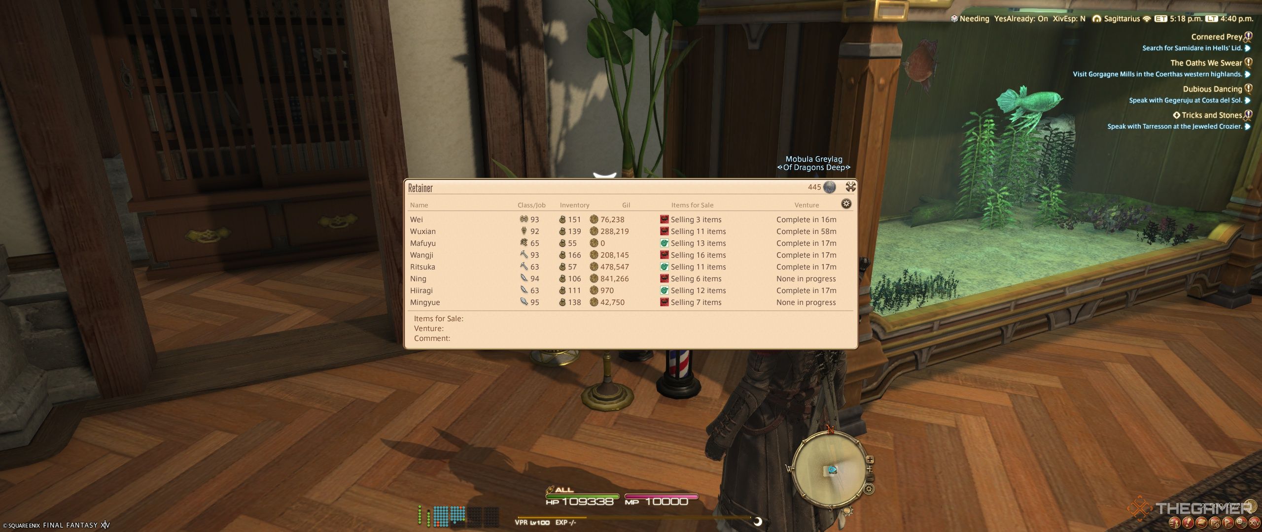 Un menu de huit serviteurs dans Final Fantasy 14